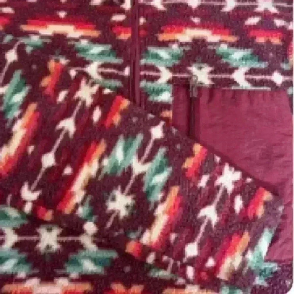 Women’s PacSun Fleece - Burgundy w/ Multicolor - 1/4 Zip - Size Small - Picture 6 of 11